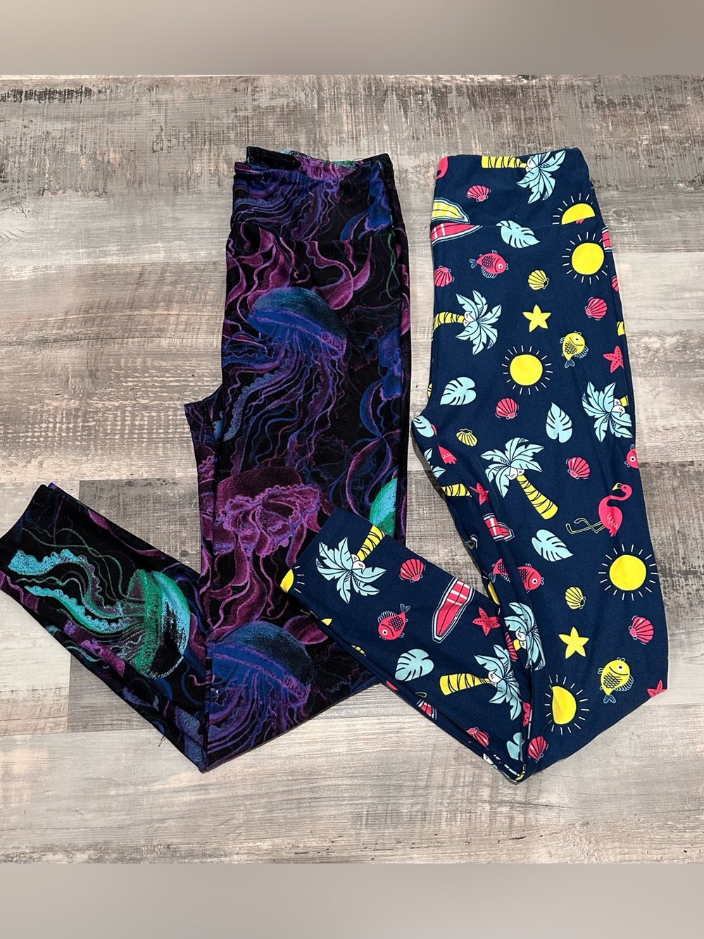 Lularoe OS Leggings set of 2 Jellyfish/Beach